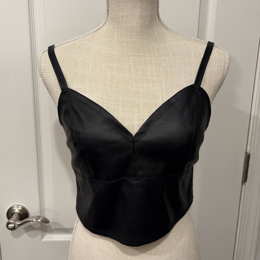 NWT Black faux Leather Women's Top
